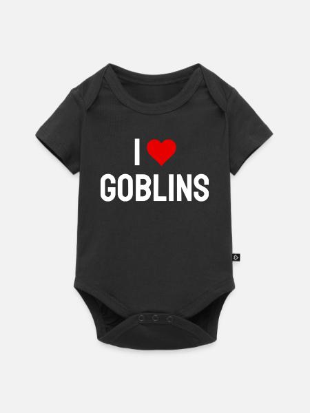 I Love Goblins Lustiges Fantasy-Geschenk - Baby Premium Kurzarmbody - Schwarz