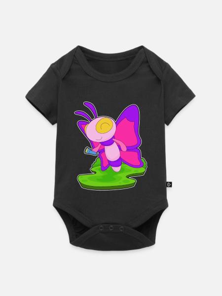Schmetterling Taschenlampe - Baby Premium Kurzarmbody - Schwarz