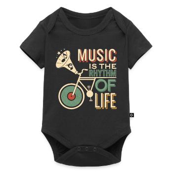 Musik ist der Rhythmus des Lebens - Baby Premium Kurzarmbody - Schwarz - Vorne