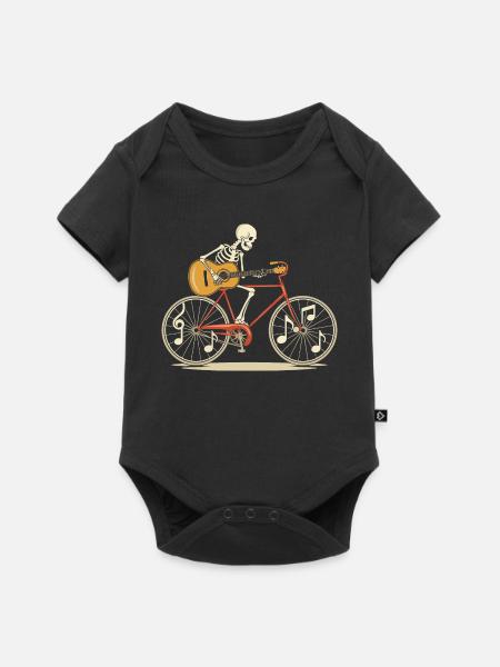 Skelettgitarrist auf dem Fahrrad - Baby Premium Kurzarmbody - Schwarz