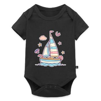 Segeln Comic Look - Baby Premium Kurzarmbody - Schwarz - Vorne