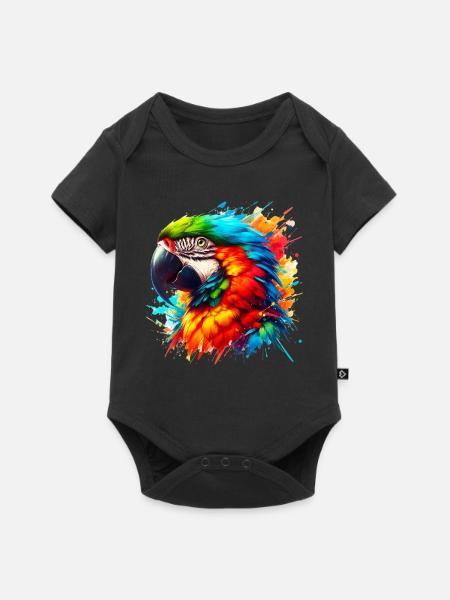 Papagei - Baby Premium Kurzarmbody - Schwarz