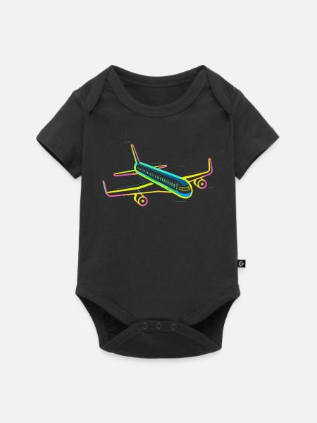 Retro Flugzeug Grafik - Baby Premium Kurzarmbody - Schwarz