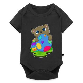 Bär Ostern Ostereier - Baby Premium Kurzarmbody - Schwarz - Vorne
