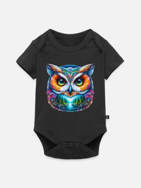 Eule - Baby Premium Kurzarmbody - Schwarz