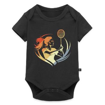 Vintage Badminton Mädchen - Baby Premium Kurzarmbody - Schwarz - Vorne