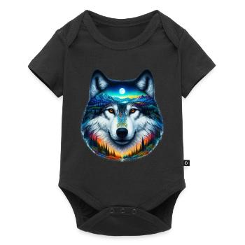 Wolf - Baby Premium Kurzarmbody - Schwarz - Vorne