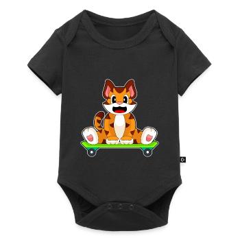 Tiger Skater Skateboard - Baby Premium short-sleeve bodysuit - black - Front