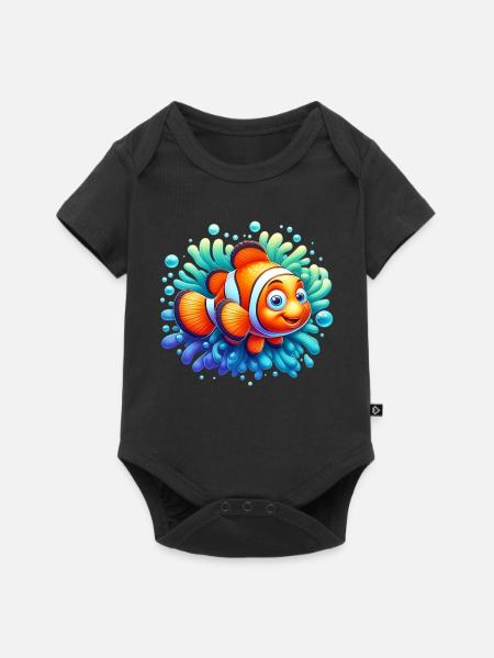 Clownfisch - Baby Premium Kurzarmbody - Schwarz