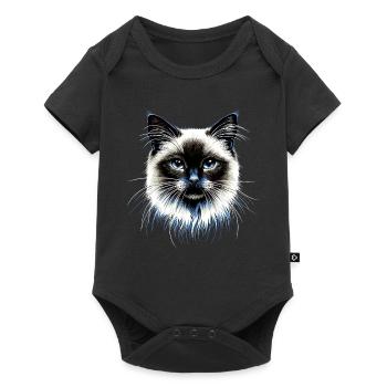 Birma Katze Heilige Birmakatze Süße Birma Katzen - Baby Premium Kurzarmbody - Schwarz - Vorne