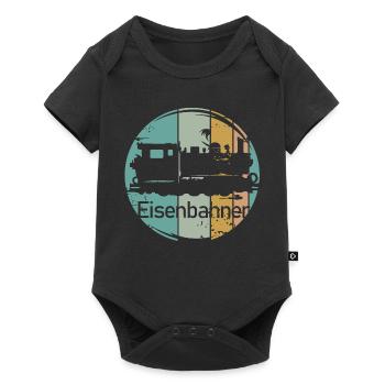 retro locomotive railroad worker vintage old train train icon - Baby Premium short-sleeve bodysuit - black - Front