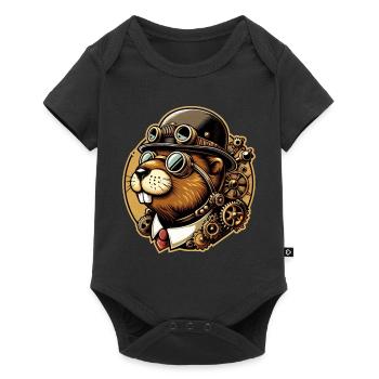 Beaver Steampunk Retro - Baby Premium short-sleeve bodysuit - black - Front