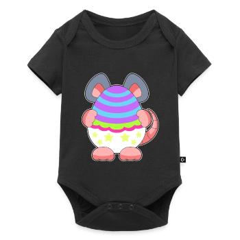 Maus Ostern Osterei  - Baby Premium Kurzarmbody - Schwarz - Vorne