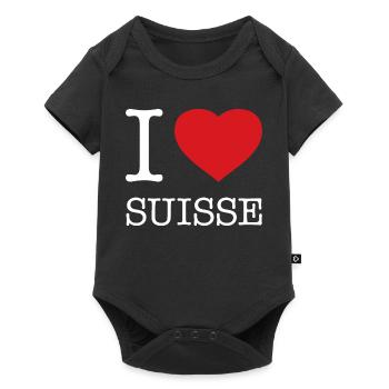 I LOVE SUISSE Switzerland - Baby Premium Kurzarmbody - Schwarz - Vorne