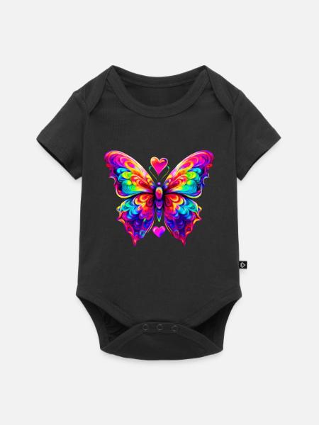 Bunter psychedelischer Schmetterling - Baby Premium Kurzarmbody - Schwarz