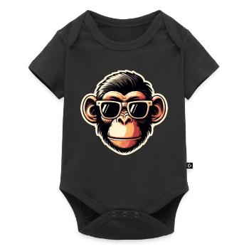 Monkey Glasses Cool - Baby Premium short-sleeve bodysuit - black - Front