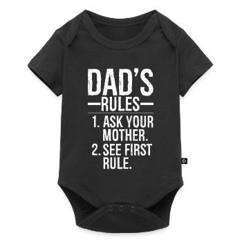 dad's rules ask your mother - Baby Premium short-sleeve bodysuit - black - Front