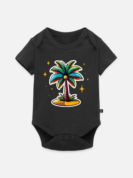Palme bunt - Baby Premium Kurzarmbody - Schwarz