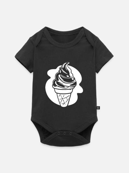 Eiscreme Zeichnung - Baby Premium Kurzarmbody - Schwarz