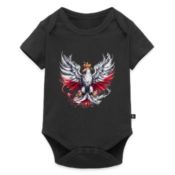 Pologne Polska Polonais Rouge Blanc Aigle Couronne Dorée - Body à manches courtes Premium Bébé - noir - Devant