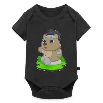 Bär Halloween Zombie - Baby Premium Kurzarmbody - Schwarz - Vorne