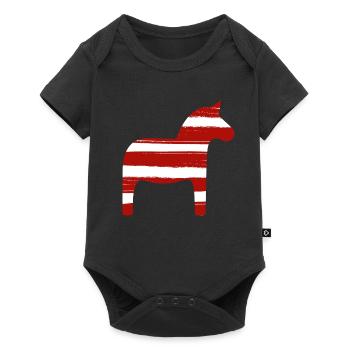 Dala Horse Stripes Christmas Scandinavia Decoration - Baby Premium short-sleeve bodysuit - black - Front