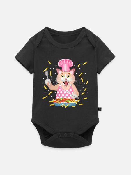 Gierige Katze - Baby Premium Kurzarmbody - Schwarz