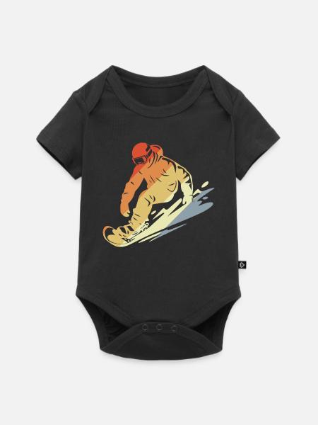 Snowboarder Retro Stil - Baby Premium Kurzarmbody - Schwarz
