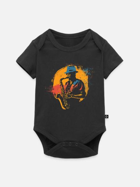 Saxophonist Grafik - Baby Premium Kurzarmbody - Schwarz