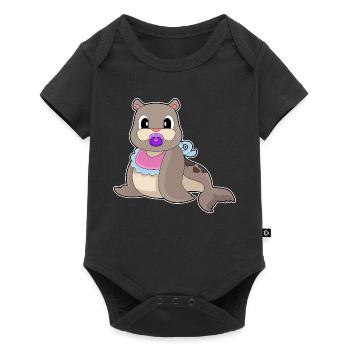 Seal Baby Bib Pacifier - Baby Premium short-sleeve bodysuit - black - Front