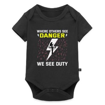 Lineman Duty Danger Brave Dedicated Hero - Baby Premium short-sleeve bodysuit - black - Front