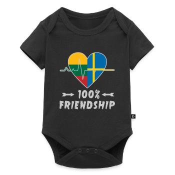 Lithuania and Sweden 100% friendship - Baby Premium short-sleeve bodysuit - black - Front