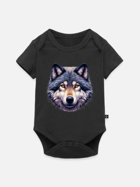 Wolf - Baby Premium Kurzarmbody - Schwarz