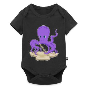 Octopus Musician Flute Music - Baby Premium short-sleeve bodysuit - black - Front