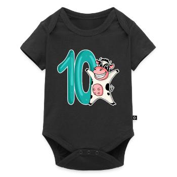 10th Birthday Motif Cow - Ten - 10 Years - Baby Premium short-sleeve bodysuit - black - Front