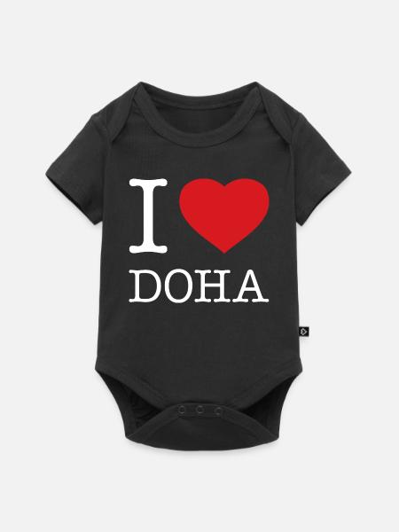 I LOVE DOHA Qatar Katar - Baby Premium Kurzarmbody - Schwarz