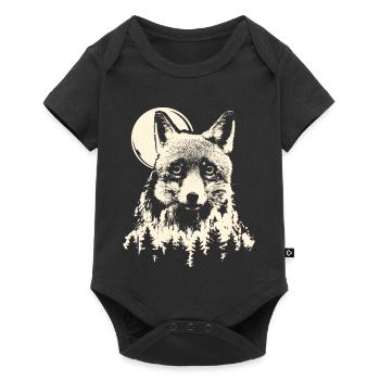 Fox Forest Moon Nature Tree Moonlight Animals Symbol - Baby Premium short-sleeve bodysuit - black - Front