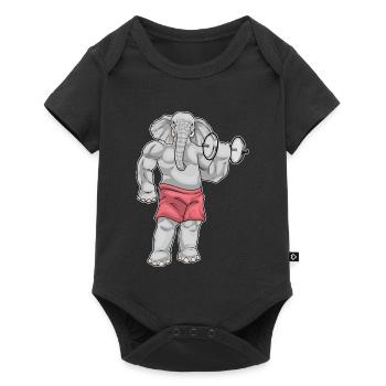 Elephant Bodybuilder Musculation avec haltères - Body à manches courtes Premium Bébé - noir - Devant