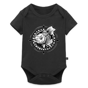 KARPFEN FISCHE - Baby Premium Kurzarmbody - Schwarz - Vorne