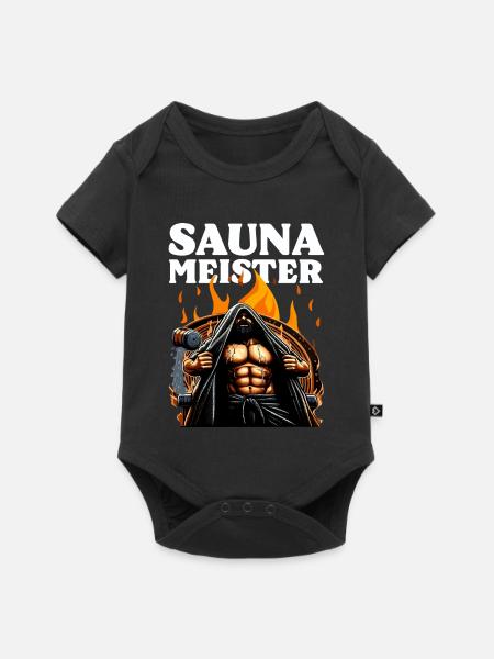SAUNA MEESTER - Premium babyrompertje met korte mouwen  - zwart