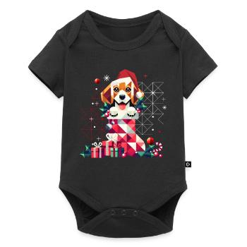Santa Beagle in a colorful Christmas stocking - Baby Premium short-sleeve bodysuit - black - Front