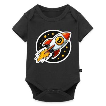 Bitcoin Rakete hebt ab zu den Sternen - Baby Premium Kurzarmbody - Schwarz - Vorne