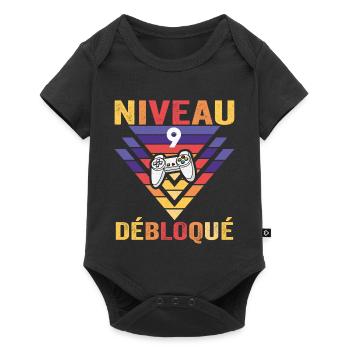 Level 9 Unlocked Gift 9 Year Old Gamer Geek Funny - Baby Premium short-sleeve bodysuit - black - Front