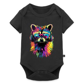 Raccoon Popart Colorful Rainbow Raccoon Raccoon Raccoon - Baby Premium short-sleeve bodysuit - black - Front