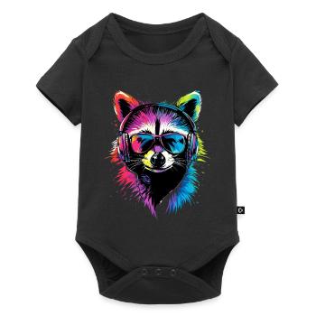 Raccoon Popart Colorful Rainbow Raccoon Raccoon Raccoon - Baby Premium short-sleeve bodysuit - black - Front