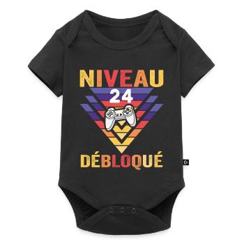 Level 24 Unlocked Gift 24 Year Old Gamer Geek Funny - Baby Premium short-sleeve bodysuit - black - Front