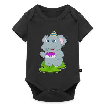 Elephant Birthday Cake - Baby Premium short-sleeve bodysuit - black - Front