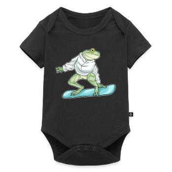 Frosch Snowboarder Snowboard - Baby Premium Kurzarmbody - Schwarz - Vorne