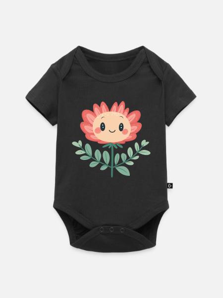 Fröhliche Blume - Baby Premium Kurzarmbody - Schwarz