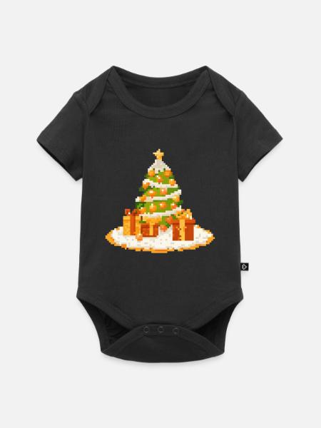 Pixelkunst Tannenbaum mit Geschenken - Baby Premium Kurzarmbody - Schwarz